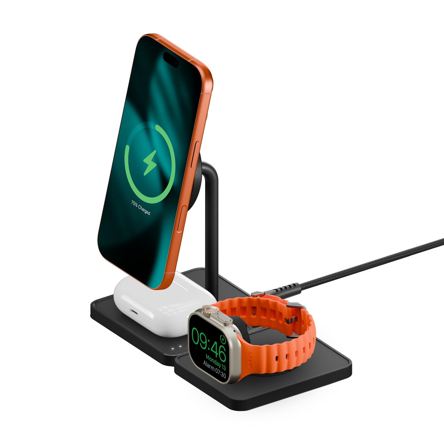 Wireless Charging Stand and Apple Watch Charger - Matte Black - US 6497