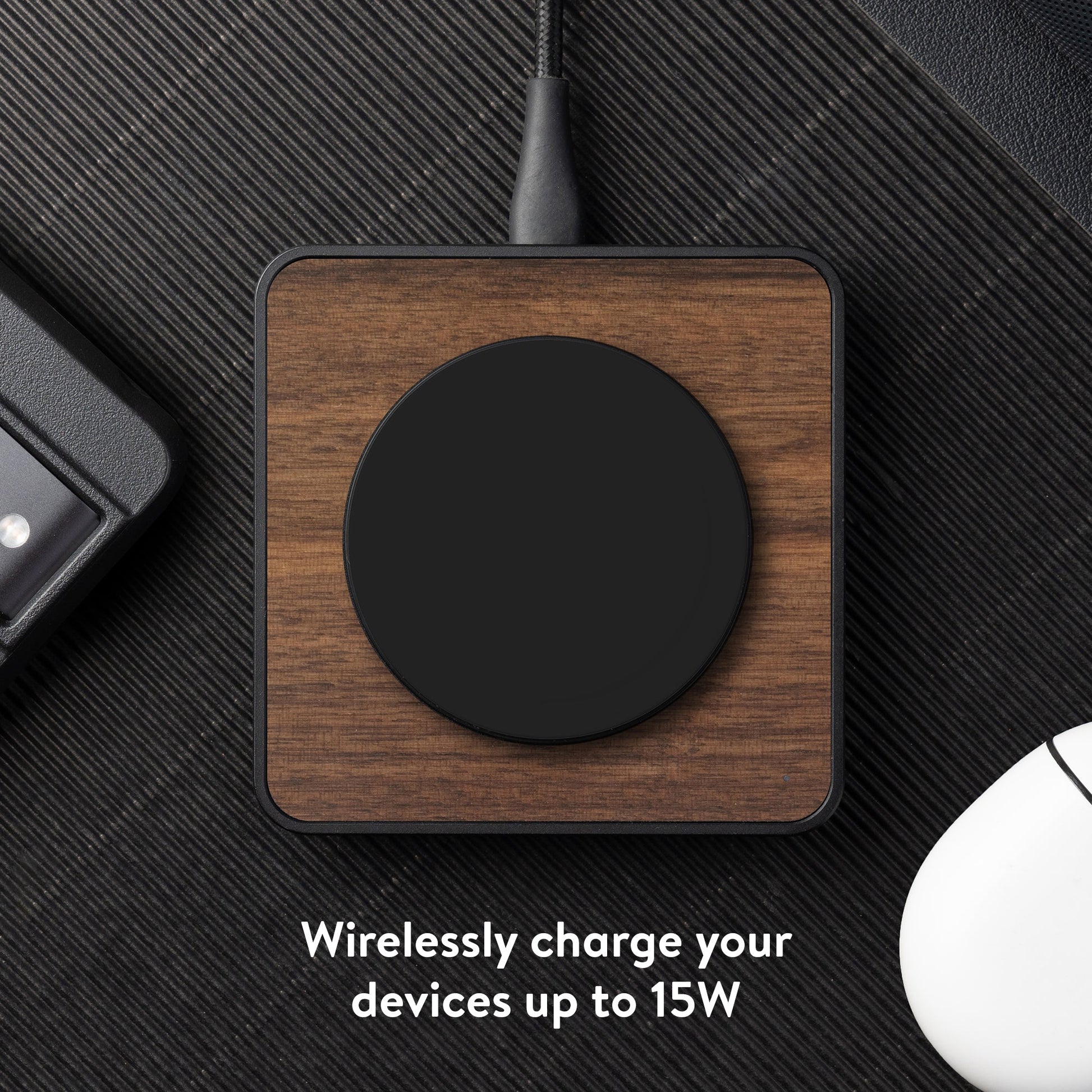 Walnut Wireless Charging Pad - US 7736