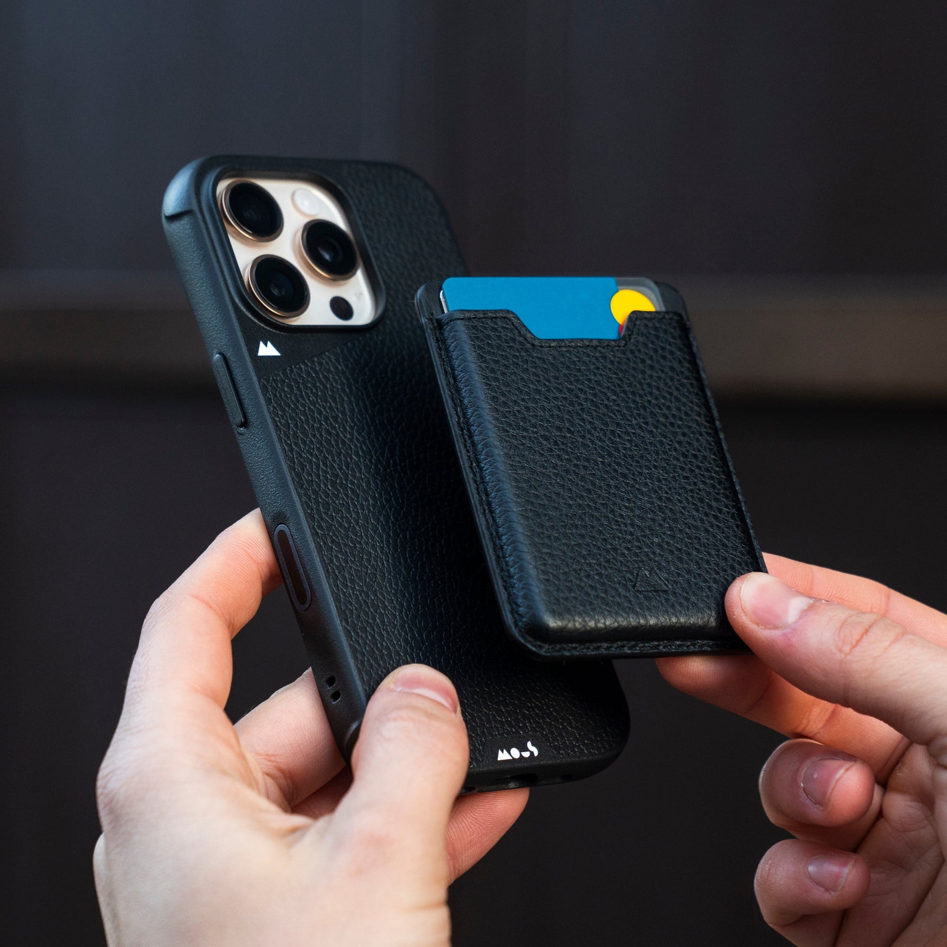 Black Leather Protective Phone Case with Camera Control Button - Limitless - US 5800