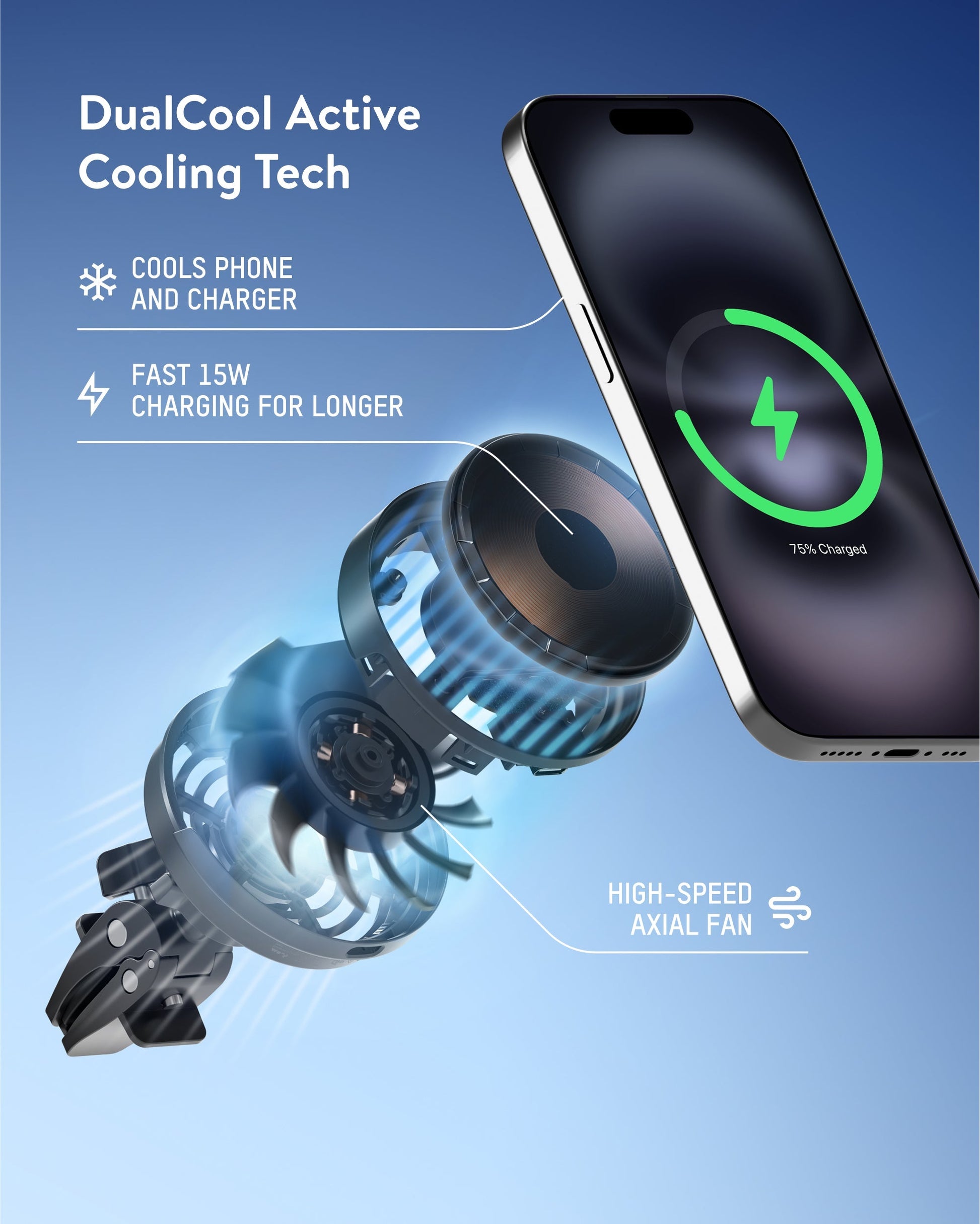 Wireless Charging Car Vent Clip - With Qi2 - US 4826